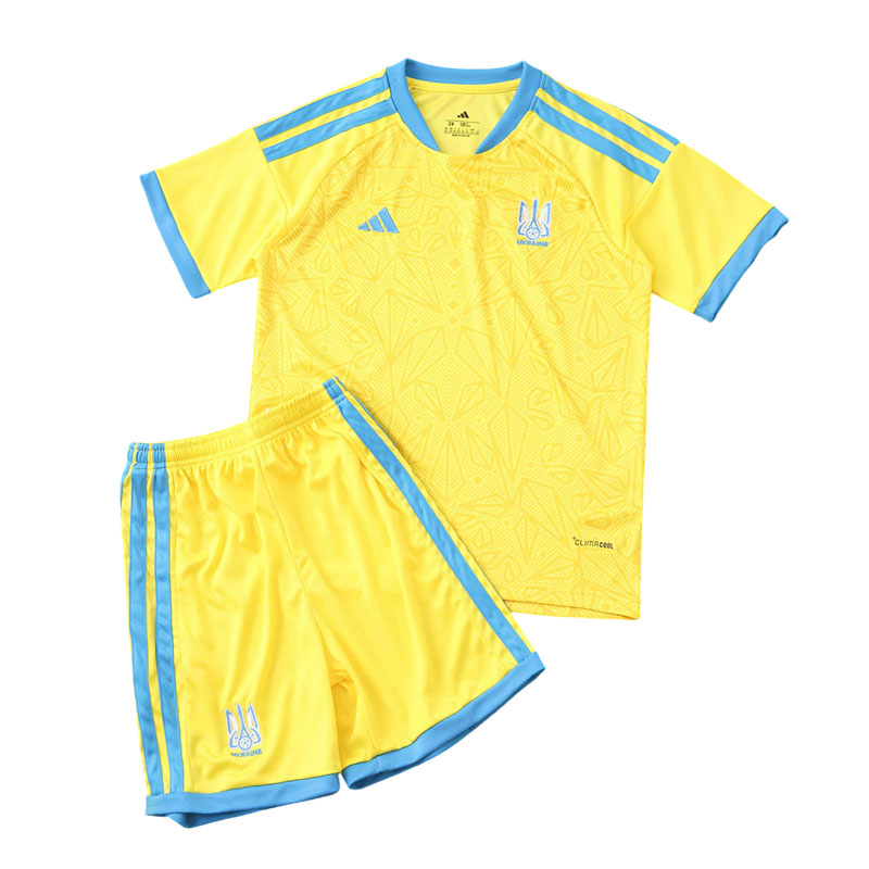 Ukraine 2026 WM Heimtrikot Kinder - Gelbes Fußball Trikot Set