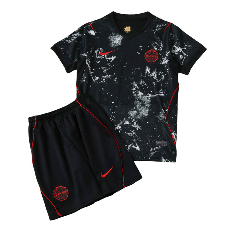 Kinder Fußballtrikot Kanada 2026 Auswärtstrikot schwarz